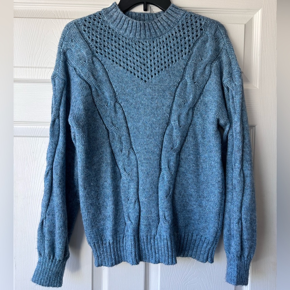 LC Lauren Conrad Blue Cable Knit Sweater
